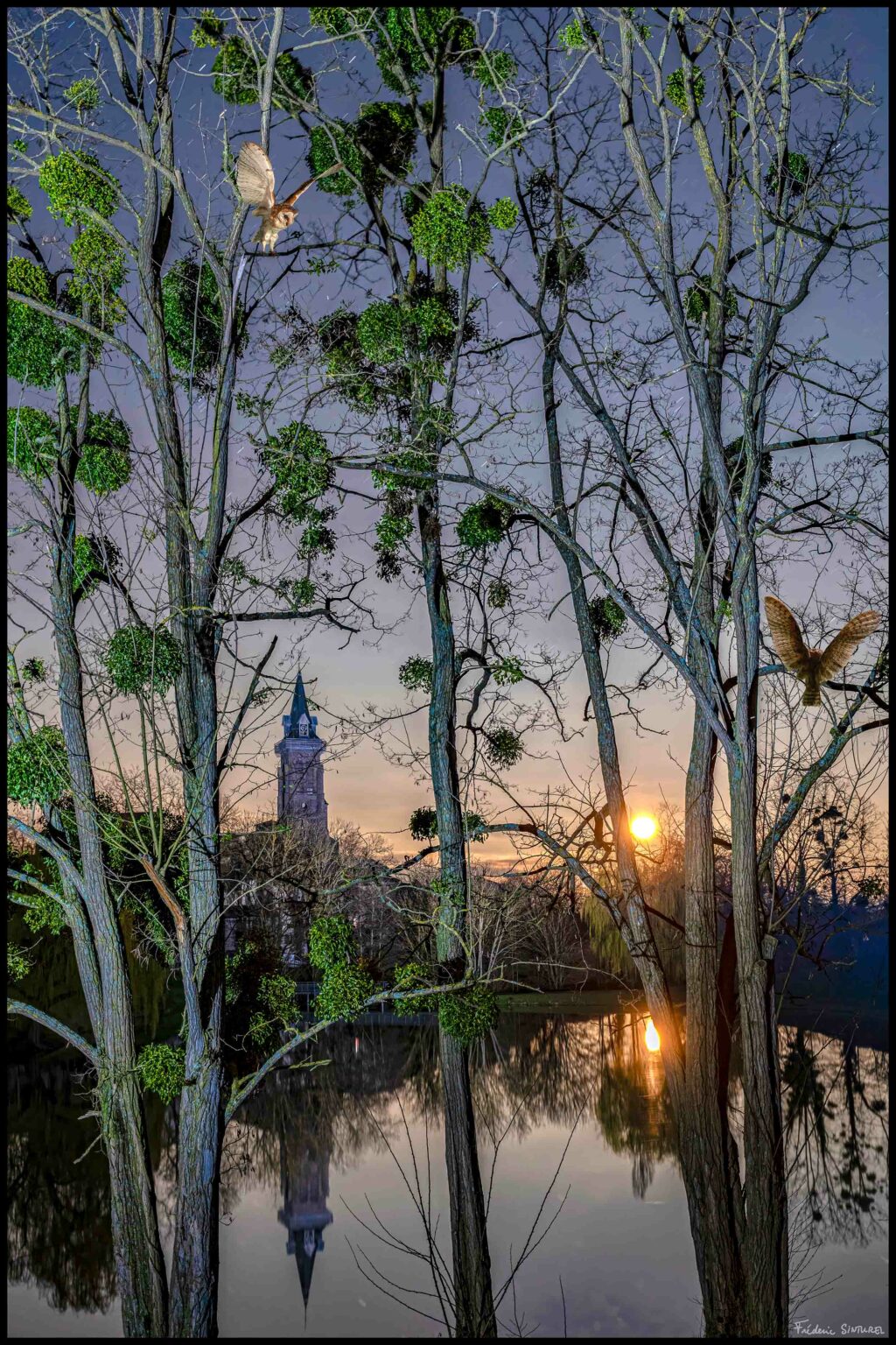 Levé de lune sur Maringues - Eiffenie des clochers - Collection Museum Lecoq